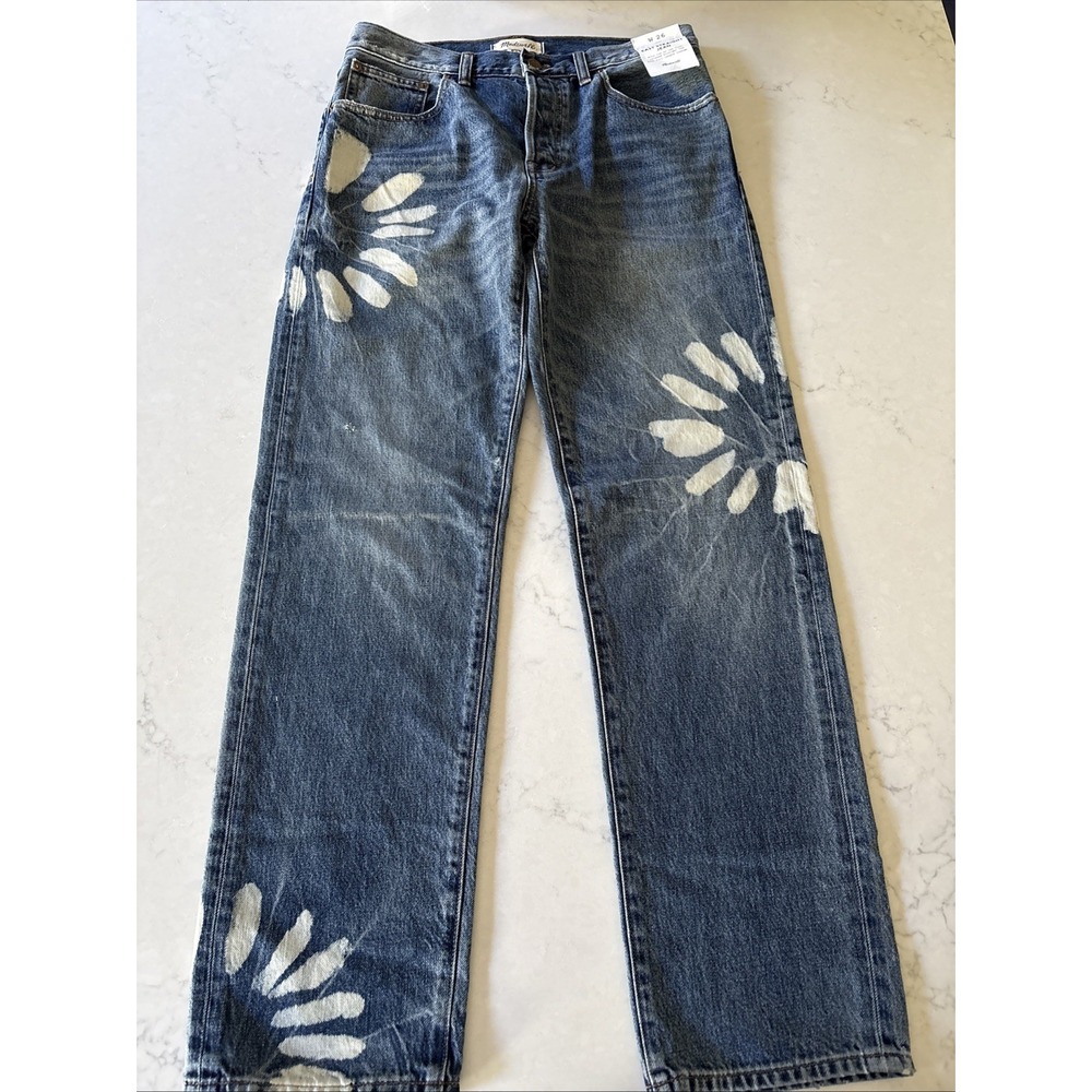 Madewell The Dean Easy Straight Jean Shibori Wash Womens 27 Daisy Floral Burst